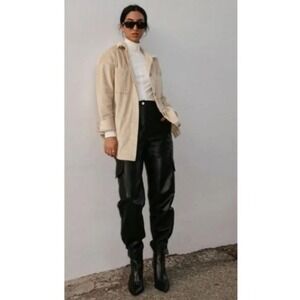 Aritzia Wilfred Faux Leather Modern Cargo‎ Pant Size 4
